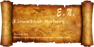 Einvachter Norbert névjegykártya